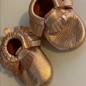 Stylish freshly picked gold moccasins